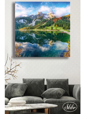 Şehzat Tekli Kare Kanvas Dekoratif Duvar Tablosu Salon Yatak Odası Mutfak Kafe Ofis Sonbahar Manzarası