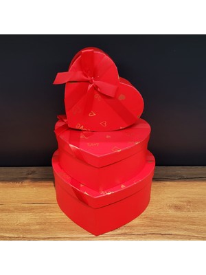3'lü Kırmızı Kalp Hediye Kutusu Veralya Tech
