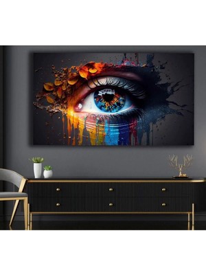 Şehzat Simli Renkli 4 Mevsim Gözü Kanvas Tablo