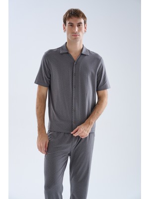 Syah Erkek Modal Kısa Kollu Gömlek Pijama Üstü