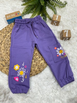 bebexy Çiçek Baskılı Eşofman Altı Mor