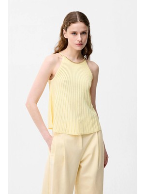 Adl Zincir Detaylı Triko Bluz Sarı 11545171001
