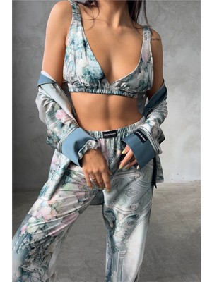 Coccolarsi Corso D'acqua Saten Üçlü Pijama Takımı CDK10