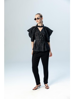 Kameya Asimetrik Katmanlı Dar Paça Pantolon