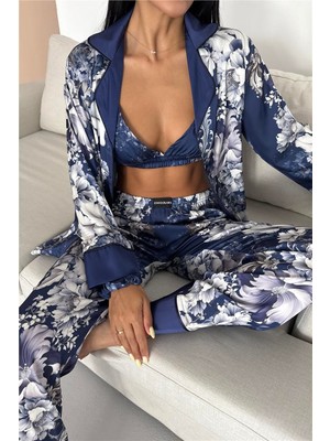 Coccolarsi Corso D'acqua Saten Üçlü Pijama Takımı CDK22