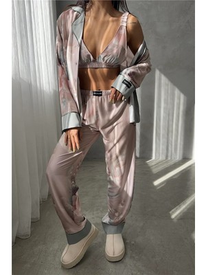 Coccolarsi Corso D'acqua Saten Üçlü Pijama Takımı CDK17