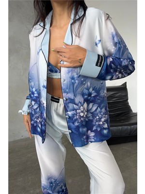 Coccolarsi Corso D'acqua Saten Üçlü Pijama Takımı CDK18