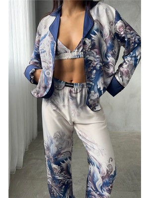 Coccolarsi Corso D'acqua Saten Üçlü Pijama Takımı CDK12