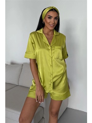 Coccolarsi Nobiltà Della Notte Yağ Yeşili Saten Kısa Pijama Takımı
