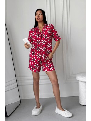 Coccolarsi L'ınnocenza Della Margherita Fuşya Viskon Kısa Pijama Takımı