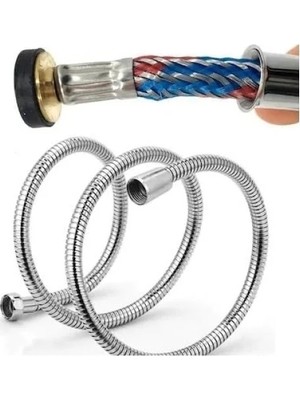 Calperia Paslanmaz Kırılmaz Çelik Örgülü Duş Hortumu - 150 cm