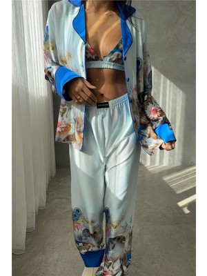 Coccolarsi Corso D'acqua Saten Üçlü Pijama Takımı CDK02