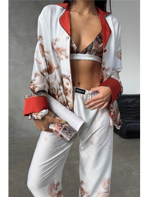 Coccolarsi Corso D'acqua Saten Üçlü Pijama Takımı CDK03