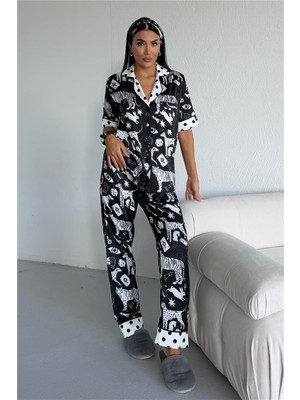 Coccolarsi Mondo Allegro Saten Kısa Kol Pantolon Pijama Takımı MA5810