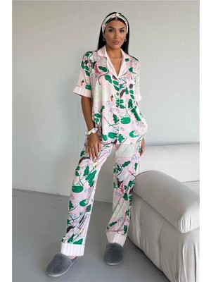 Coccolarsi Mondo Allegro Saten Kısa Kol Pantolon Pijama Takımı MA5814