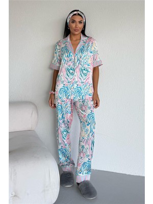 Coccolarsi Mondo Allegro Saten Kısa Kol Pantolon Pijama Takımı MA5815