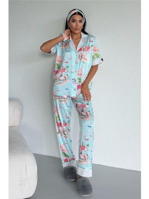 Coccolarsi Mondo Allegro Saten Kısa Kol Pantolon Pijama Takımı MA5817