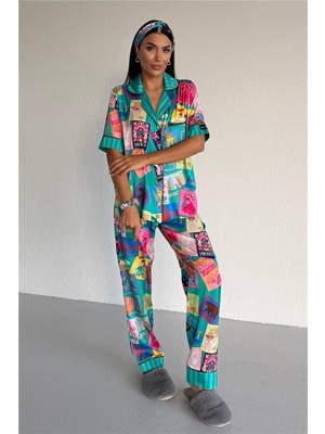 Coccolarsi Mondo Allegro Saten Kısa Kol Pantolon Pijama Takımı MA5818