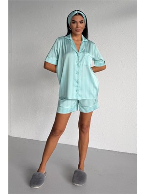Coccolarsi Sogni Lineari Saten Kısa Pijama Takımı LDN04