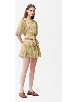 Adl Büzgü Detaylı Desenli Etek Mor 12746666000