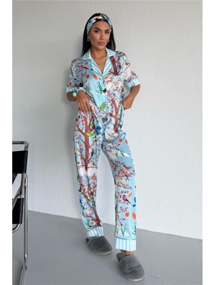 Coccolarsi Mondo Allegro Saten Kısa Kol Pantolon Pijama Takımı MA5819