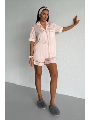 Coccolarsi Sogni Lineari Saten Kısa Pijama Takımı LDN01