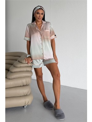 Coccolarsi Sogni Lineari Saten Kısa Pijama Takımı LDN10