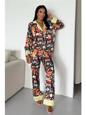 Coccolarsi Viaggio Creativo Saten Uzun Pijama Takımı VCK0317