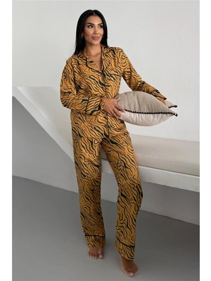 Coccolarsi Eleganza Selvaggia Hardal Uzun Pijama Takımı