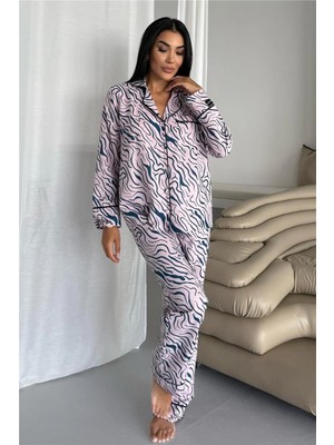 Coccolarsi Eleganza Selvaggia Pudra Pembesi Uzun Pijama Takımı