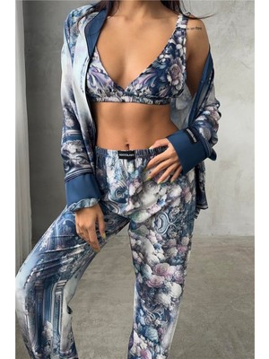 Coccolarsi Corso D'acqua Saten Üçlü Pijama Takımı CDK09