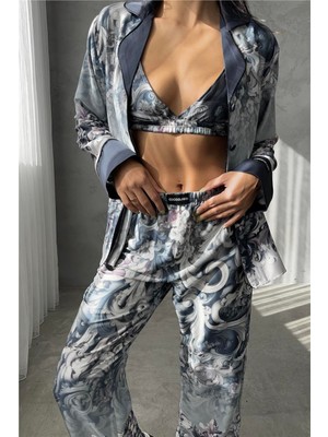 Coccolarsi Corso D'acqua Saten Üçlü Pijama Takımı CDK11