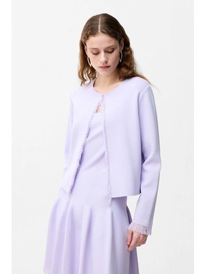 adL Uzun Kol Triko Hırka Lila 13446661000