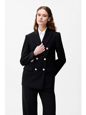 Adl Kruvaze Gabardin Ceket Siyah 11946920000