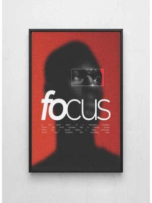 Lamazif Siyah Çerçeveli Modern Tipografik Duvar Tablosu – Focus Kırmızı Siyah Sanat Posteri – Galeri Tarzı Dekor