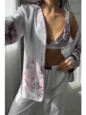 Coccolarsi Corso D'acqua Saten Üçlü Pijama Takımı CDK08