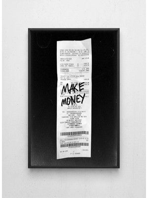 Lamazif Make Money Tipografi Sanat Tablosu | Siyah Çerçeveli Modern Duvar Dekoru 50X70 cm