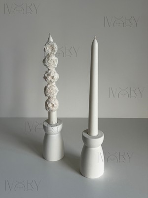 2’li El Yapımı Çiçek Figürlü Şamdan Mum Seti | Dekoratif Masa & Salon Mumları