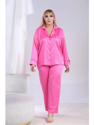Coccolarsi Nobiltà Segreta Fuşya Saten Uzun Pijama Takımı (Büyük Beden)