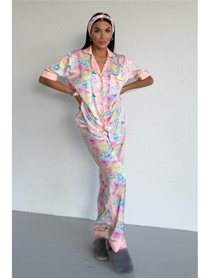 Coccolarsi Mondo Allegro Saten Kısa Kol Pantolon Pijama Takımı MA5807