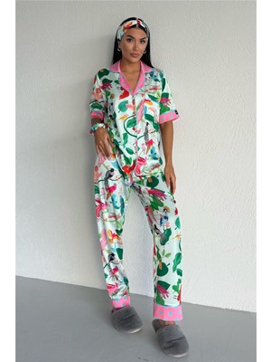 Coccolarsi Mondo Allegro Saten Kısa Kol Pantolon Pijama Takımı MA5809