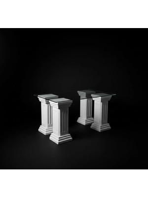 Lamazif Lamazıf Klasik Sütun Ayaklı Pleksi Sehpa – 90X70 cm 7mm Şeffaf Pleksi Üst – Antik Roma & Modern Tasarım Orta Sehpa