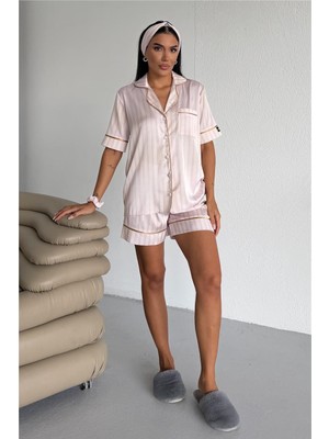 Coccolarsi Sogni Lineari Saten Kısa Pijama Takımı LDN02