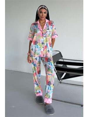 Coccolarsi Mondo Allegro Saten Kısa Kol Pantolon Pijama Takımı MA5804