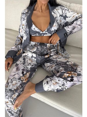 Coccolarsi Corso D'acqua Saten Üçlü Pijama Takımı CDK21