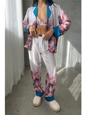 Coccolarsi Corso D'acqua Saten Üçlü Pijama Takımı CDK05