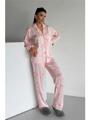 Coccolarsi Cigno Grazioso Saten Uzun Pijama Takımı