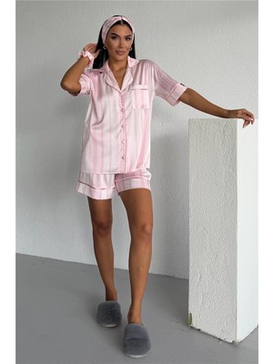 Coccolarsi Sogni Lineari Saten Kısa Pijama Takımı LDN09