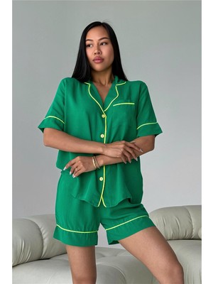 Coccolarsi Sonno Luce Zümrüt Yeşili Viskon Kısa Pijama Takımı