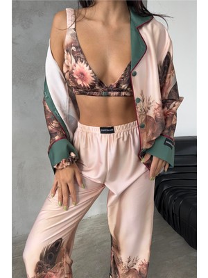 Coccolarsi Corso D'acqua Saten Üçlü Pijama Takımı CDK06